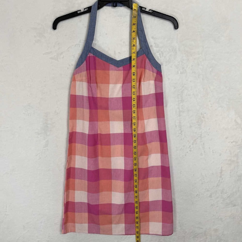 NWT Y2K Plaid Chambray Halter Dress Size S Pink Gingham Sundress Preppy Vintage - Picture 10 of 16